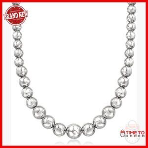 Sterling Silver Graduated Bead Necklace 10-16mm Italian Crafted